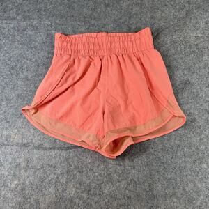 Athleta Shorts Women's 2XS Mesh Reflective Racer Run High Rise 3" Coral